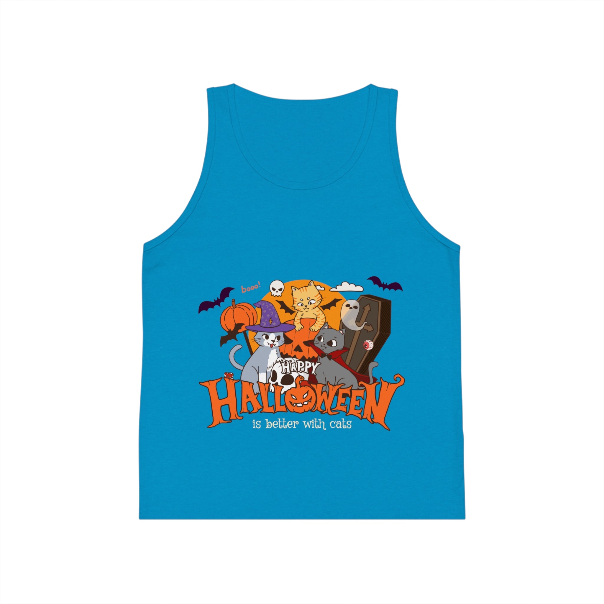 Happy Halloween with Witch Cats | Kid's Jersey Tank Top